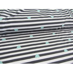 Paul & Clara Mini Stripes - Herzen anthrazit mint